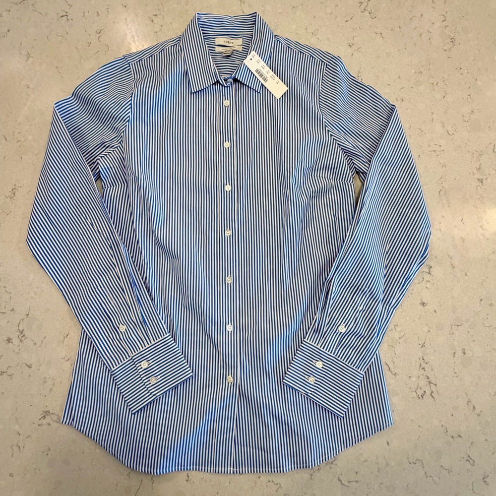 NWT J. Crew Slim Stretch - Blue stripe - Women’s Medium Tall